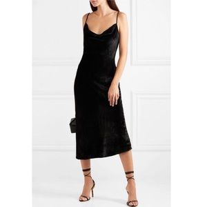 REBECCA VALLANCE Woman Kara Draped Velvet Midi Slip Dress Size 6 Black